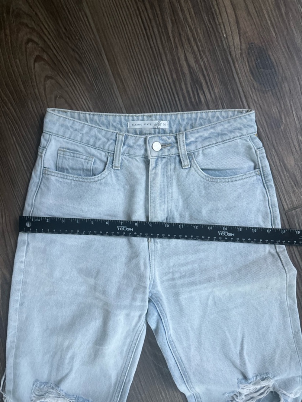 Altar'd State Light Blue Distressed Cropped Straight Leg Jeans - Picture 12 of 12